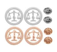FRCOLOR Lot de 4 Broches Justice en Métal pour Avocat et Juge, Épingle Costume Homme, Symbole Balance Équité, Présent Élève Droit, Accessoire Professionnel Élégant, Or et Argenté