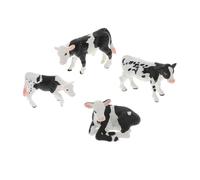 FRCOLOR Lot De 4 Figurines Réalistes D’Animaux De Ferme pour Garçon Et Filles Mini Figurines Vache Laitière Et Veau Plastique Sûr, Modèle Miniature Éducatif pour Jeu Cognitif Et Décoration Intérieure