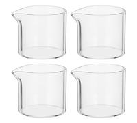 FRCOLOR Lot de 4 Pichets à Lait en Verre Transparent 110Ml, Orifice Verseur Pratique, Design Épais, pour Café, Thé et Sirop, pour Restaurants et Cafés
