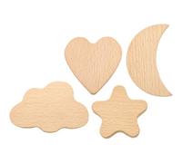 FRCOLOR Lot de 4 Poignées de Tiroir en Bois Massif, Boutons de Meuble un Trou, Motifs Étoiles, Nuages, Lunes et Cœurs, Poignées de Placard Décoratives pour Chambre D’garçon et Filles,