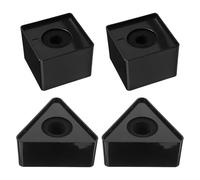FRCOLOR Lot De 4 Porte-Microphones Triangulaires Avec Logo Support En Forme De Cube Et De Cube Logo Pour Station D'Interview Support En Abs Noir