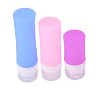 FRCOLOR Lot De 4 Set De Bouteilles Cylindriques Flexibles 38ml Violet 60ml Rose 80ml Bleu Anti-fuite Pour Voyageurs Paquet Pvc Transparent Pour Cosmétiques Et Lotions