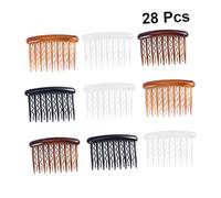 FRCOLOR Lot de 48 Peignes à Dents Ondulées en Plastique 8X5Cm Peigne Latéral pour Filles Accessoire de Coiffure pour Mariages et Événements Couleur Noir Café Foncé Café Clair Blanc