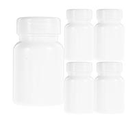 FRCOLOR Lot de 5 Bouteilles Vides Cylindriques 80cc en Pet Couvercle Sécurisé, Design Élégant et Compact, Porte-pilule pour Voyage et Organisation Quotidienne