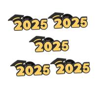 FRCOLOR Lot de 5 Broches Chapeau de Remise de Diplôme Class Of 2025 en Alliage de Zinc, Épinglettes Étoiles Décoratives pour Cérémonie de Fin D’études, Accessoires pour Vêtements et