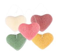 FRCOLOR Lot De 5 Éponges Nettoyantes Visage Cœur Petit Format Exfoliation Douce Contrôle De L'excès De Sébum Pour Peau Sensible Voyage