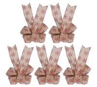 FRCOLOR Lot de 5 Nœuds Décoratifs en Toile de Jute Naturelle Flocon de Neige Imprimé, Taille Moyenne, Décoration de Fête, DIY pour Emballage Présent et Décoration de Sapin de Noël