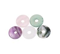 FRCOLOR Lot De 5 Pendentifs En Jade Pierres Précieuses Naturelles Couleur Vive Breloques Perles De Jade Plates Pierres Précieuses Rondes Plates Petits Cercles Colliers Cristaux