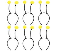 FRCOLOR Lot de 6 Bandeaux à Pompons Animaux pour Cheveux de Filles, Taille Unique, Motifs Abeille et Fourmi, Couvre-chefs de Fête, Accessoires Cosplay et Festival, Jaune Pelucheux