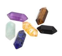 FRCOLOR Lot de 6 Pendentifs Hexagonaux en Cristal Naturel 6 Pierres Fines Double Pointe pour Fabrication de Bijoux et Loisirs Créatifs, Spirituel et Bien-