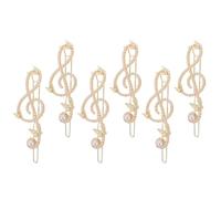 FRCOLOR Lot de 6 Pinces à Cheveux de Notes de Musique, Clips Latéraux en Résine et Fausses Perles Blanches, Accessoires Élégants pour Demoiselles D'honneur, Coiffure de Mariage et Usage