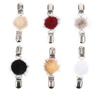 FRCOLOR Lot de 6 Pinces à Pompons en Fourrure de Water Assortiment 3-9 Clips Légers en Métal Poli pour Cardigan Pull et Châle Accessoires Mode Féminins Polyvalents