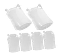 FRCOLOR Lot De 6 Sachets Compressibles Rechargeables 1l Blanc Laiteux à Bec Verseur Pour Trousse De Maquillage Fluide De Voyage Portable Pour Shampooing Lotion Gel Bain