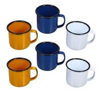FRCOLOR Lot de 6 Tasses Émaillées Vintage Rouges Multifonctionnelles en Émail Faciles à Ranger pour Bureau et Activités en Plein Air Couleur Aléatoire
