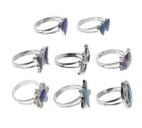 FRCOLOR Lot de 8 Bagues Thermochromiques D’Humeur à Ouverture Ajustable Motifs Dessins Animés Bijoux Colorés pour Filles et Garçons Usage Quotidien et Fêtes