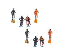 FRCOLOR Lot de 8 Figurines de Plongeur en PVC Léger pour Décoration de Table de Sable Mini Statuettes Éducatives pour Garçon et Filles Accessoires de Bureau et Jeu Créatif