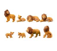 FRCOLOR Lot de 8 Mini-Figurines Lionceau en Résine Décoratives, Ornement de Lionceau Maison Bureau, Statuettes Animales pour Paysage de Mousse, Accessoires Miniatures pour Jardin