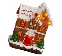 FRCOLOR Maison Décorative de Village de Noël en Matériau Peint | Ornement Miniature, Câble USB Inclus, Ambiance Hivernale, pour Présentoir à Étages et Réunions