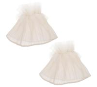 FRCOLOR Manchettes Blanches Élastiques pour Femmes Maille Amovibles pour Bras et Manches Accessoire Décoratif pour Robe et Chemise