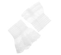 FRCOLOR Manchettes en Dentelle Lolita Plissées Blanc Voile de Polyester Décoratif pour Femmes Soirée Costumes Victoriens Poignet Ajustable Paire