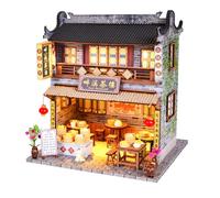 FRCOLOR Maquette de Maison Chinoise Miniature à Assembler Soi-Même Modèle DIY en Bois Papier et Plastique Décoration Thématique Chinoise Éducatif et Décoratif pour Fêtes et Événements