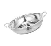 FRCOLOR Marmite à Shabu en Acier Inoxydable 34 Cm avec Séparateur Double Compartiment, Compatible Induction, Pot à Fondue Divisé pour Cuisson Simultanée de Bouillons, Usage Domestique