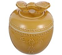 FRCOLOR Marmite à Soupe en Céramique Jaune Clair 2,5 L, Cocotte Mijoteuse Résistante la Chaleur pour Cuisson Lente, Ustensile Maison pour Braiser Soupes et Ragoûts, Vaisselle Cuisine