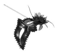 FRCOLOR Masque de Bal Masqué à Main pour Femme Masque de Fête Vénitien avec Bordure Électrolytique Argent-noir Accessoire de Carnaval et Cosplay Élégant pour Soirée Masquée