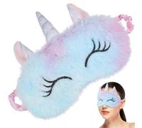 FRCOLOR Masque de Sommeil Licorne en Peluche Masque de Nuit Doux avec Bandeau Élastique Réglable pour Femmes, Filles et Enfants Occultation Totale pour Voyage, Maison, Avion et Camping