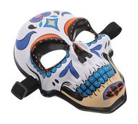FRCOLOR Masque Squelette Intégral Bleu pour Femme Masque de Carnaval Dia de Los Muertos en Plastique Léger Élastique Réglable pour Fête Bal Masqué et Halloween