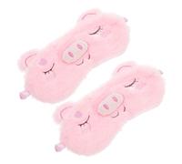 FRCOLOR Masques De Sommeil Yeux Garçon Et Filles En Peluche 2 Pièces Rose Oculaire Bloque-lumière Bandeau Élastique Confort Voyage Intérieur Détente Pour Dormir Filles