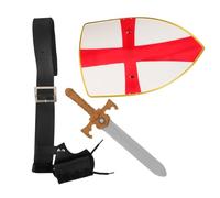 FRCOLOR Medieval Knight Costume Shield and Sword Set with Belt Safe Viking Cosplay Accessories for Halloween and Renaissance Role Play