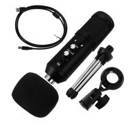 FRCOLOR Microphone à Condensateur Cardioïde USB avec Trépied Métallique Ajustable pour PC Laptop Enregistrement et Portable pour Streaming Podcasts et Conférences