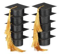 FRCOLOR Mini Chapeaux de Graduation Argentés Franges en Papier et Coton, Couvre-gobelets Délicats pour Décorations de Fête de Remise de Diplômes