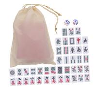 FRCOLOR Mini Mahjong Portable Set Chinese Mahjong Tiles with Storage Bag Travel Table Game for Family and Party Fun
