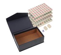 FRCOLOR Mini Mahjong Set Portable Solid Engraved Tiles Compact Chinese Game for Travel Dorms Family Gatherings and Outdoor Entertainment