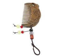 FRCOLOR Mini Peigne de Voyage Bois de Santal Sculpté avec Motifs de Lotus et Poissons Style Vintage et Compact pour Femmes en Symbole de Chance Chinois