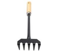 FRCOLOR Mini Râteau de Jardinage Manuel en Fer Poignée en Bois, 5 Dents pour Travailler Un Petit Espace, Prise Ferme Fatigue