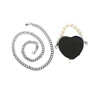FRCOLOR Mini Sac à Forme de Cœur avec Chaîne Perles pour Femmes Sac Pratique PU et pour Sorties et