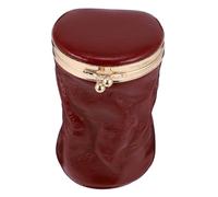 FRCOLOR Mini Sac à Maquillage Cuir Véritable avec Miroir Trousse Cosmétique Rétro Portable pour Rangement de Petits Objets et Rouge à Lèvres Compact et Pratique pour Femme