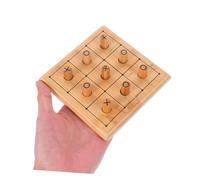 FRCOLOR Mini Wooden Board Game for Portable Educational Indoor Toy for Family Travel and Birthday Parties Encourages Strategic Thinking and Social Skills Development