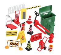 FRCOLOR Miniature Barricade Playset Panneaux Signalisation Routière Garçon Fille Apprentissage Sécurité Routière Modèle Barrage Circulation pour Jeux Éducatifs et Sables