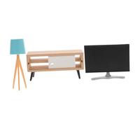 FRCOLOR Miniature TV Cabinet Model Set for Doll House Accessories TV Cabinet Lamp Realistic Mini Furniture Decoration for Living Room and Bedroom