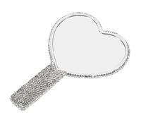 FRCOLOR Miroir Coeur Strass Bling Miroir De Poche Miroir À Paillettes Compact avec Poignée pour Maquillage De Voyage Blanc