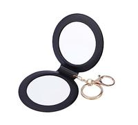 FRCOLOR Miroir Compact Porte-clés Double Face Petit Miroir De Maquillage Portable Cadre en Cuir PU Tendance Élégant Et Robuste