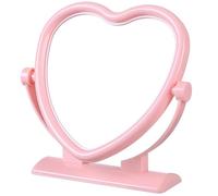 FRCOLOR Miroir De Table en Forme De Cœur Miroir Double Face Rotatif De Maquillage pour Bureau Coiffeuse Chambre Et Décoration Romantique Format Compact 5.91 X 5.31 X 1.57 in