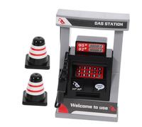 FRCOLOR Modèle de Station Service Miniature Réaliste avec Barrières Éducatif pour Garçons Kit DIY Pompe Essence Robuste Jeu Interactif Sonore pour Apprentissage et Coordination Manuelle