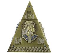 FRCOLOR Modèle Pyramidal Décoratif en Métal Couleur Bronze Vert Antique, Petite Taille 1 Pièce, Sculpture de Pyramide Égyptienne Vintage pour Décoration Intérieure, Bureau et Salon,