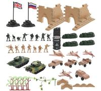 FRCOLOR Modèles Militaires pour Garçon Et Filles Ensemble 60 Pièces Petits Soldats Seconde Guerre Mondiale Décor Réaliste Jouets Éducatifs Ambiances De Guerre Et Collection