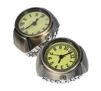 FRCOLOR Montre-Bague 2 Pièces pour Femmes Et Hommes Montres 2 en 1 Vintage avec Anneau Élastique Rond Cadran Arabe Et Romain pour Mariage Remise De Diplôme Anniversaire